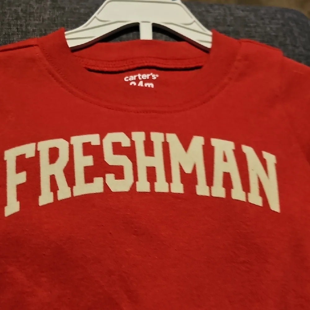 NWT Carter's 2 Piece Jogging Suit Red Freshman shirt Navy Sweatpants 24 Months